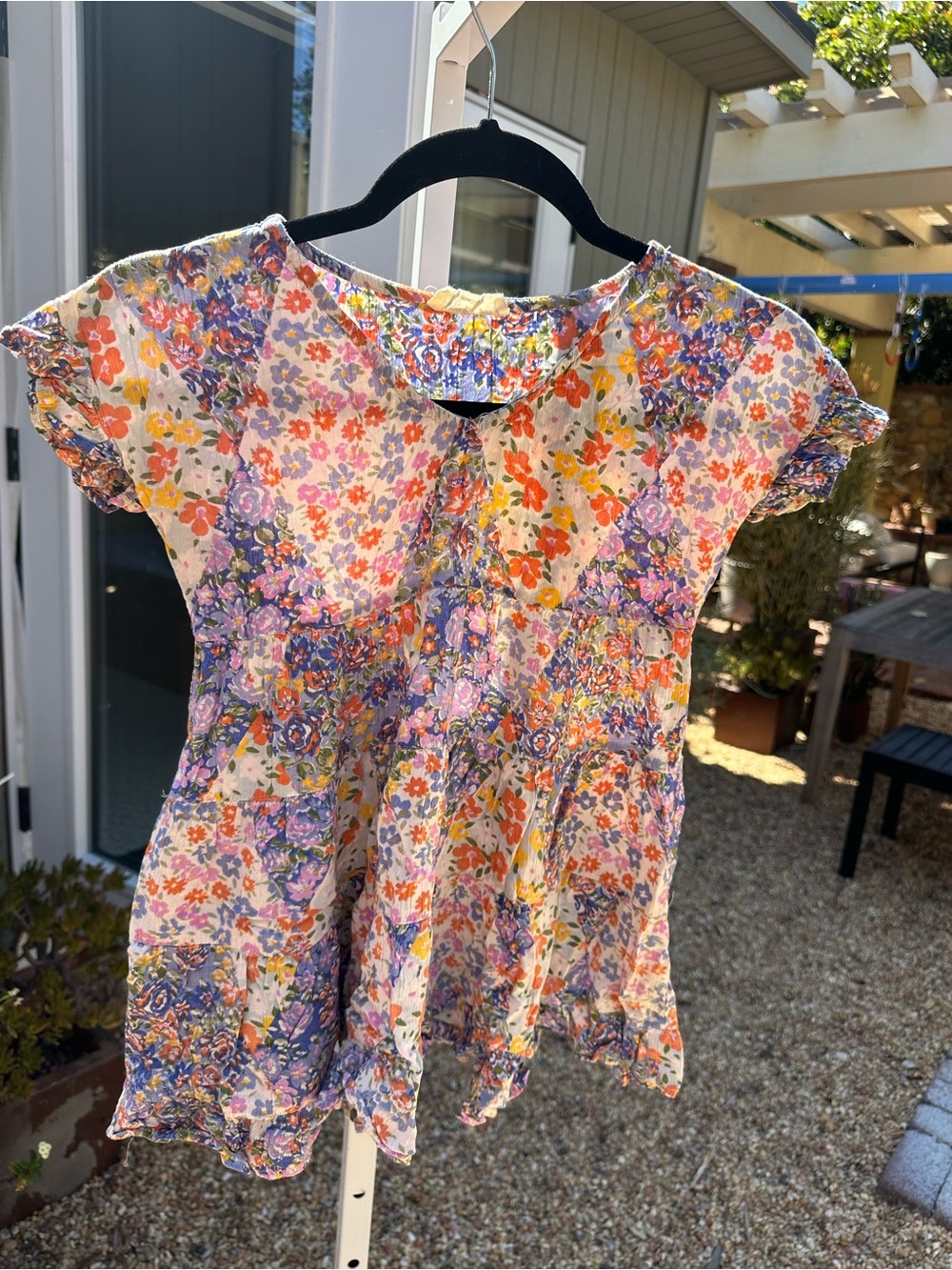 Angie Floral Ruffle Short-Sleeve dress - Purple & Orange